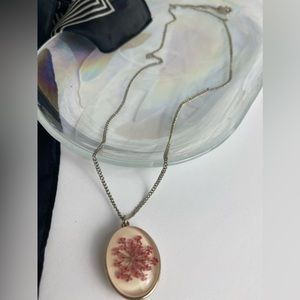 Floral oval charm necklace